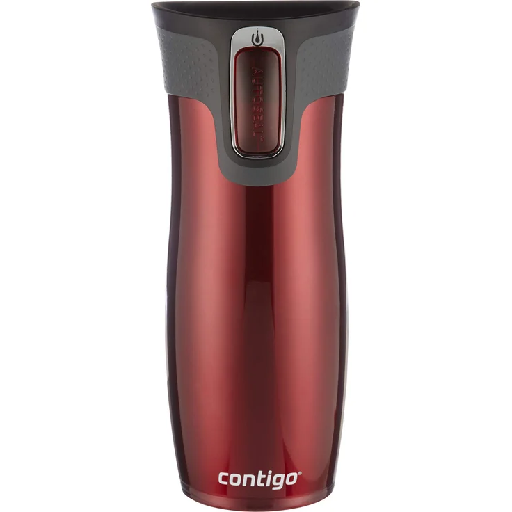 Contigo Thermobecher West Loop Autoseal, Edelstahl Isolierbecher, Kaffebecher to go, auslaufsicher, spülmaschinenfester Deckel BPA-frei, 470 ml , Red , 470 ml – Bild 1