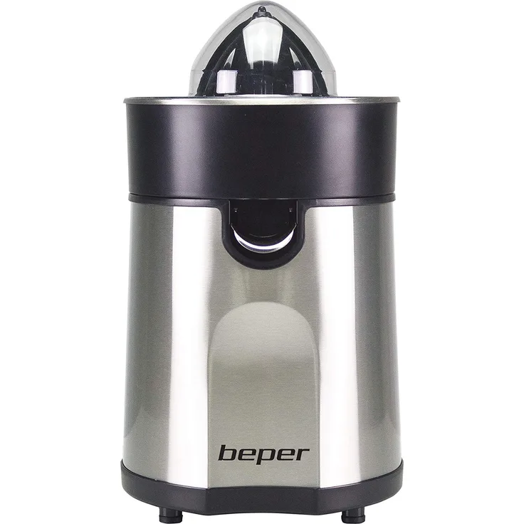 Beper P102EST001 Elektrische Zitruspresse, Stahlkörper, Auslaufsicher, zwei Kegel im Lieferumfang enthalten, Stahlfilter, leicht zu reinigen, Electric Citrus Juicer