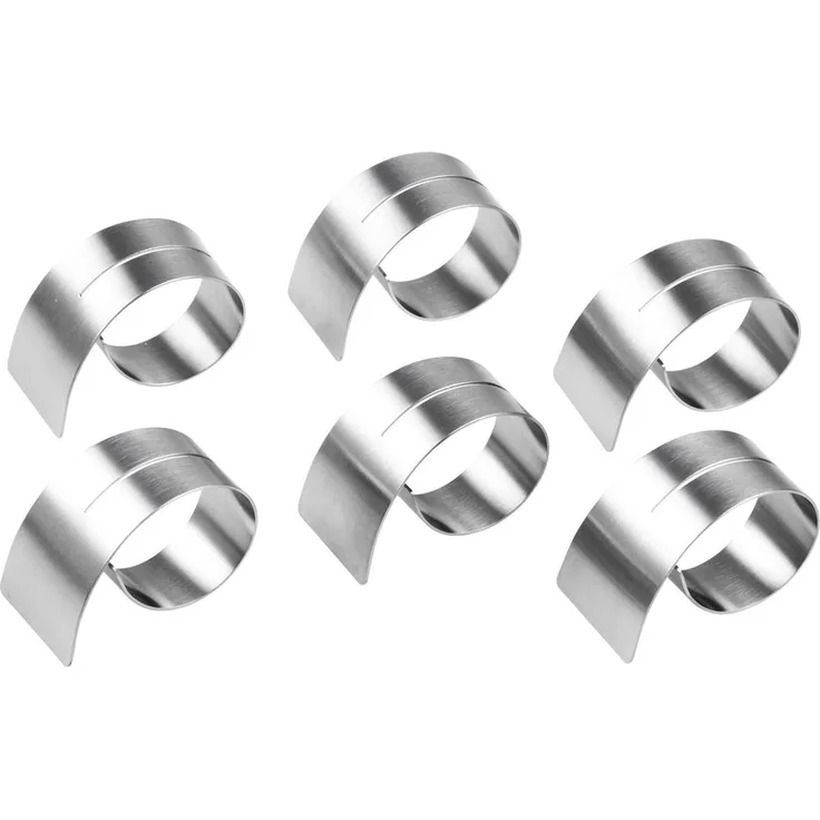 CHG 3422-03 Serviettenringe mit Schlitz, 6er-Set aus rostfreiem Edelstahl Durchmesser 4,2 - 6-5 cm, Breite 1,8 - 3,6 cm