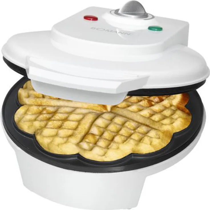Clatronic WA 3491 Waffelautomat, 1200 Watt, Stufenlos regelbarer Bräunungsgrad, Große Backflächen Ø 18 cm antihaftbeschichtet, Weiß
