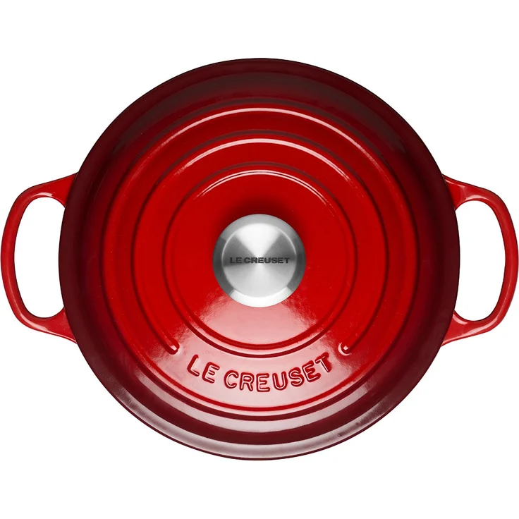 Le Creuset Signature Gusseisen-Bräter mit Deckel, Durchmesser 28 cm, Rund, Für alle Herdarten und Induktion geeignet, Volumen: 6,7 l, Kirschrot – Bild 2