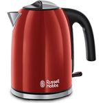 Russell Hobbs Wasserkocher Colours+ rot, 1,7l, 2400W, Schnellkochfunktion, optimierte Ausgusstülle, herausnehmbarer Kalkfilter, Wasserstandsanzeige mit Füllmengenmarkierung, Teekocher 20412-70