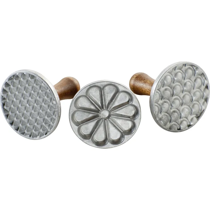 Nordic Ware Keks-Stempel mit Holzgriff ''Impressionen'', 3 verschiedenen Motiven