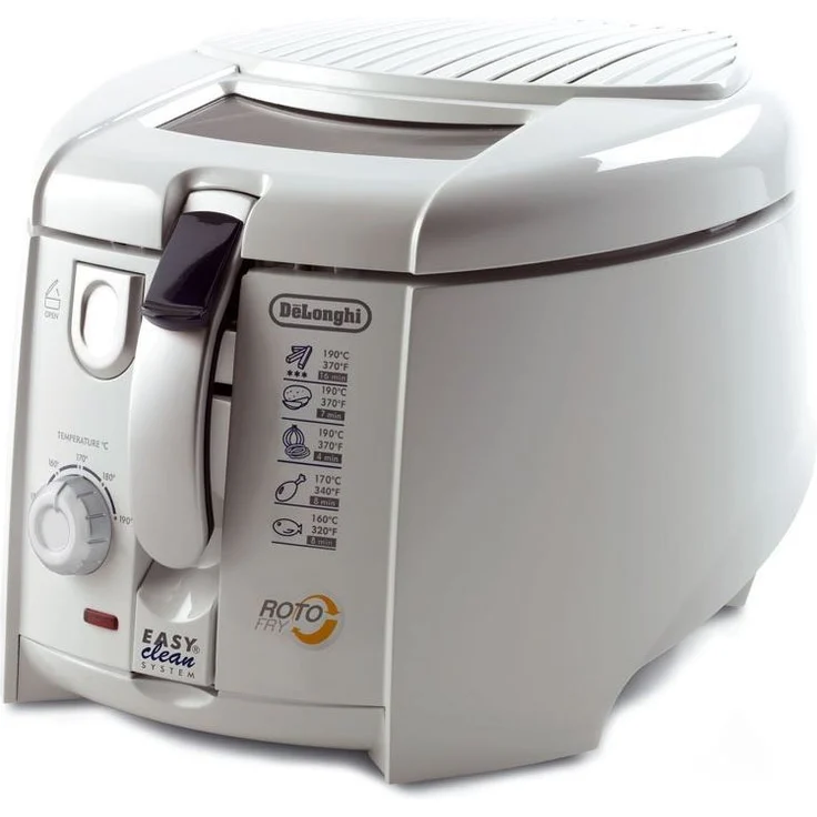 De'Longhi F 28.311.W1 Rotofritteuse |Roto-Fry-System für 50 % weniger Öl | Easy Clean System | Antihaft-Beschichtung | Fester Frittierbehälter | Ölablauffunktion | weiß – Bild 1