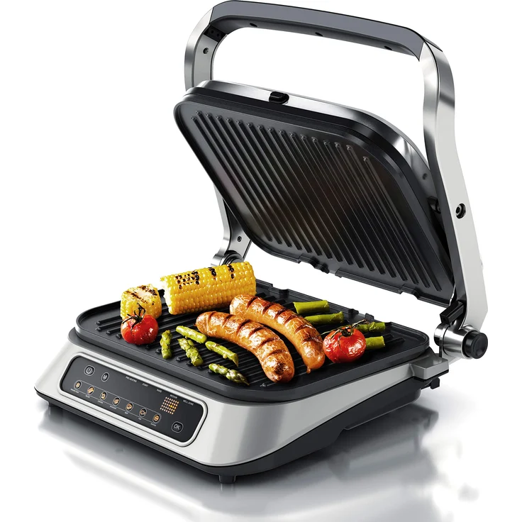 Arendo Kontaktgrill - Elektrogrill mit Digitalsteuerung 1900 W - elektrischer Tischgrill Sandwichmaker - 7 Programme - antihaft beschichtetes Edelstahl - abnehmbare Platten Abtropfschale - GS – Bild 1