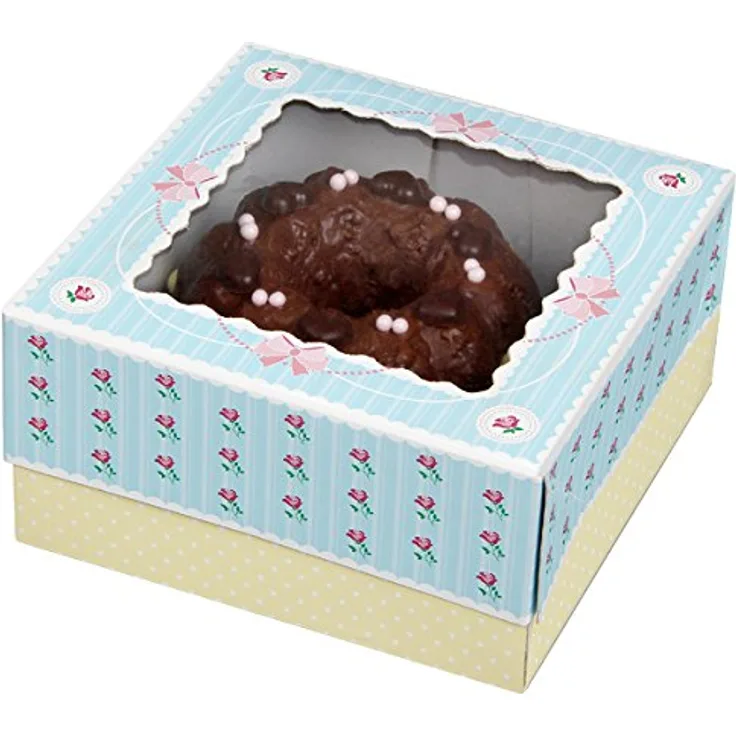 Zenker Muffinboxen 16x16x8cm 2er-Set aus Papier, rosa-Creme-blau, 16 x 16 x 2 cm