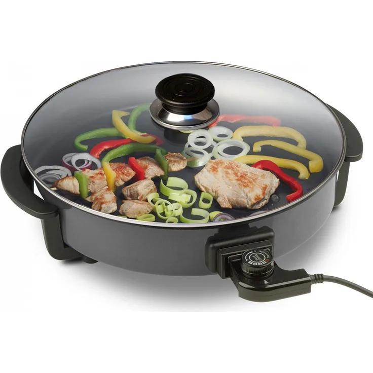 Silva-Homeline PPF 1503A Partypfanne mit Glasdeckel zum Kochen, Braten, Dünsten, Auftauen und Warmhalten, Ø 32 cm, 1500 W