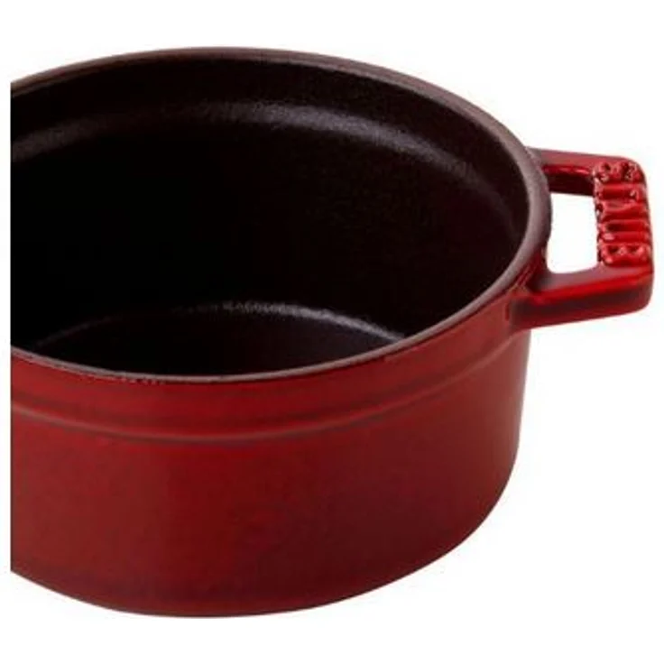 Staub 1102487 Cocotte-Bräter, rund mit Deckel 24 cm, 3,8 L, mit mattschwarzer lierung im Inneren des Topfes, grenadine – Bild 3