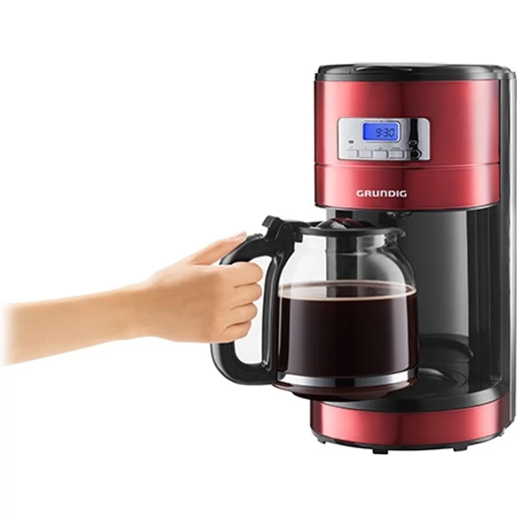 Grundig KM 6330 Kaffeemaschine Red Sense (1,8 l, Digitaluhr, programmierbare Startzeit) metallic rot – Bild 3