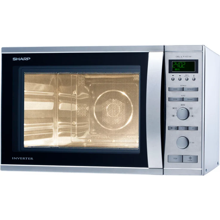Sharp R-941STW 3-in-1 Mikrowelle mit Grill und Heißluft, Standgerät, 40 Liter Garraum, 1050 Watt, Inverter Technologie, digitale Steuerung, 18 Automatikprogramme, Timer, edelstahl – Bild 2
