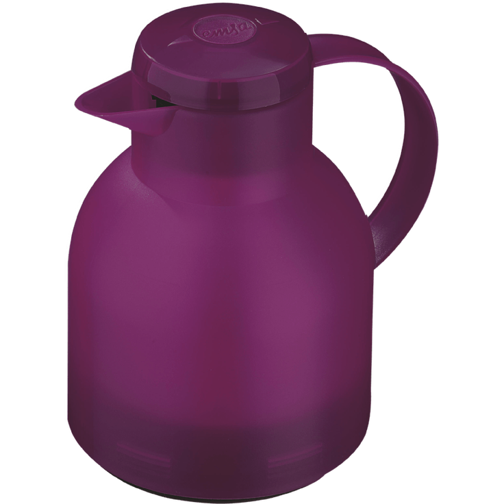 Emsa 505490 Samba Isolierkanne (1 Liter, Quick Press Verschluss, 12h heiß, 24h kalt) aubergine – Bild 2