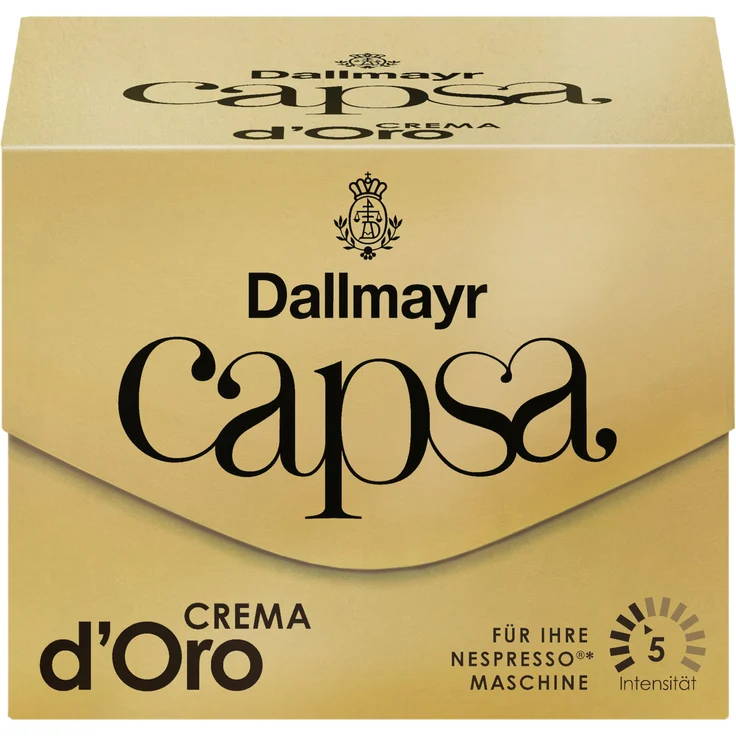 Dallmayr Capsa Crema d'Oro, Nespresso Kompatibel Kapsel, Kaffeekapsel, Röstkaffee, Kaffee, 10 Kapseln, 56 g – Bild 1