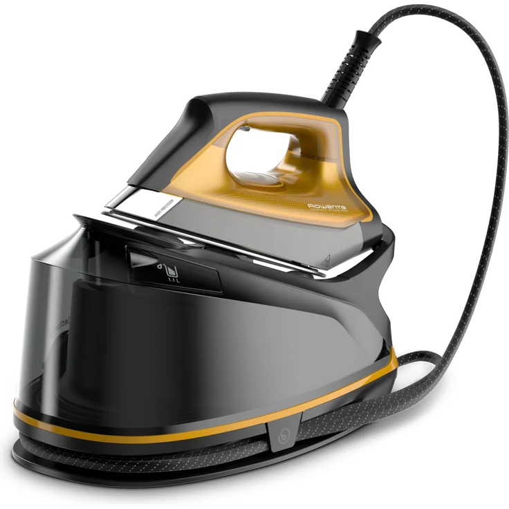 Rowenta DG7644 Compact Steam Pro Dampfbügelstation (2200 Watt, extra Dampfstoß: 325 g-Min., Tankfüllmenge: 1100 ml) schwarz-gelb – Bild 1