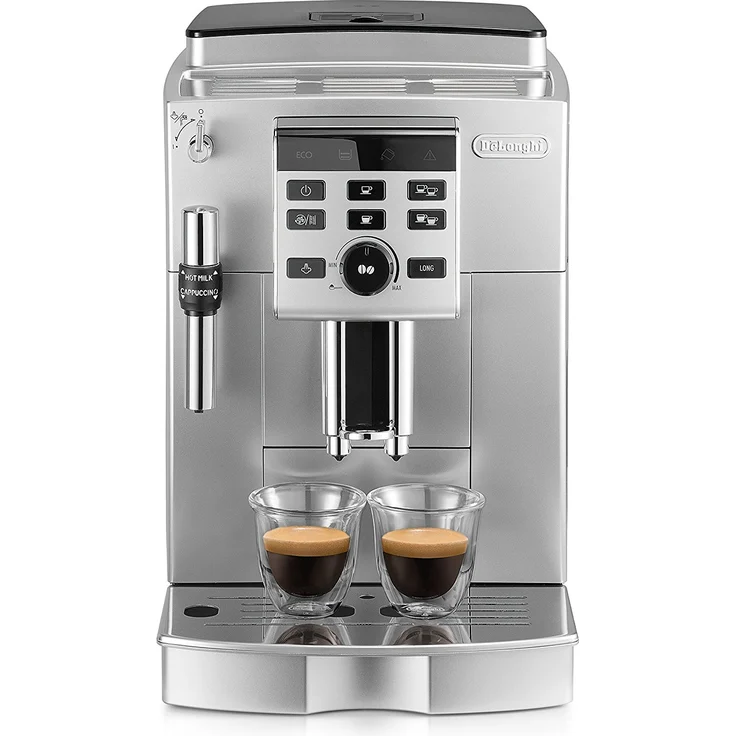 De'Longhi ECAM 25.120.SB Kaffeevollautomat mit Profi-Milchaufschäumdüse für Cappuccino und integriertem Mahlwerk, mit Espresso- und Kaffee Direktwahltasten und Drehregler, 2-Tassen-Funktion, Großer 1,8 Liter Wassertank, silber – Bild 1