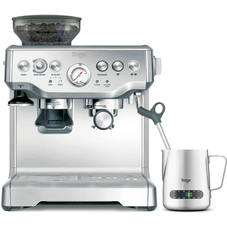 Sage SES875 the Barista Express mit integriertem Mahlwerk, Siebträger mit Manometer-Anzeige, 15 Bar, Gebürsteter Edelstahl – Bild 1
