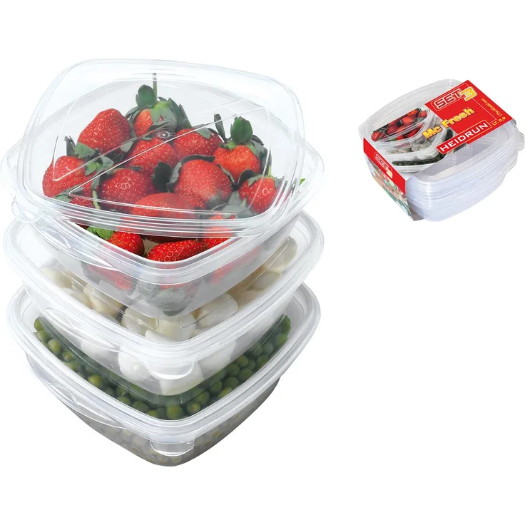Heidrun 1806 S McFRESH Set 3 Aufbewahrungsbox, quadratisch, 0.9
