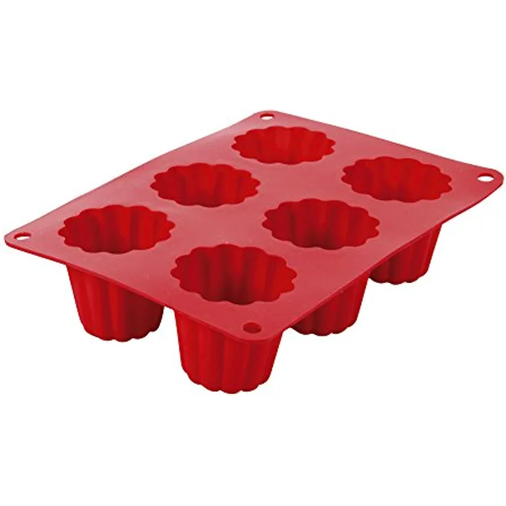 CREALYS Backförmchen für Cannelés (traditionelles Gepäck aus Bordeaux), Silikon, 26 cm (513012), Rot
