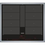 Siemens EX645LYC1E Induktionskochfeld, Einbaugerät, Betriebsart elektrisch, Anzahl Kochstellen 4, Edelstahl Rahmen aufliegend, 60 cm, varioInduktion, Dual lightSlider, Bratsensor, powerMove, schwarz