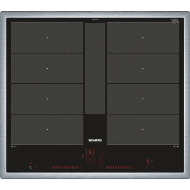 Siemens EX645LYC1E Induktionskochfeld, Einbaugerät, Betriebsart elektrisch, Anzahl Kochstellen 4, Edelstahl Rahmen aufliegend, 60 cm, varioInduktion, Dual lightSlider, Bratsensor, powerMove, schwarz – Bild 1