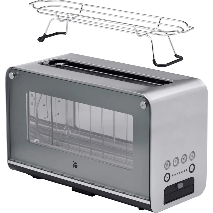 WMF Lono Toaster Glas mit Brötchenaufsatz, für 2 Scheiben, XXL-Toast, Aufwärm-Funktion, 7 Bräunungsstufen, edelstahl matt – Bild 1