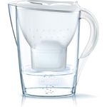 BRITA Wasserfilter Marella weiß inkl. 12 Maxtra Plus Filterkartuschen – BRITA Filter Jahrespaket zur Reduzierung von Kalk, Chlor & geschmacksstörenden Stoffen im Wasser 