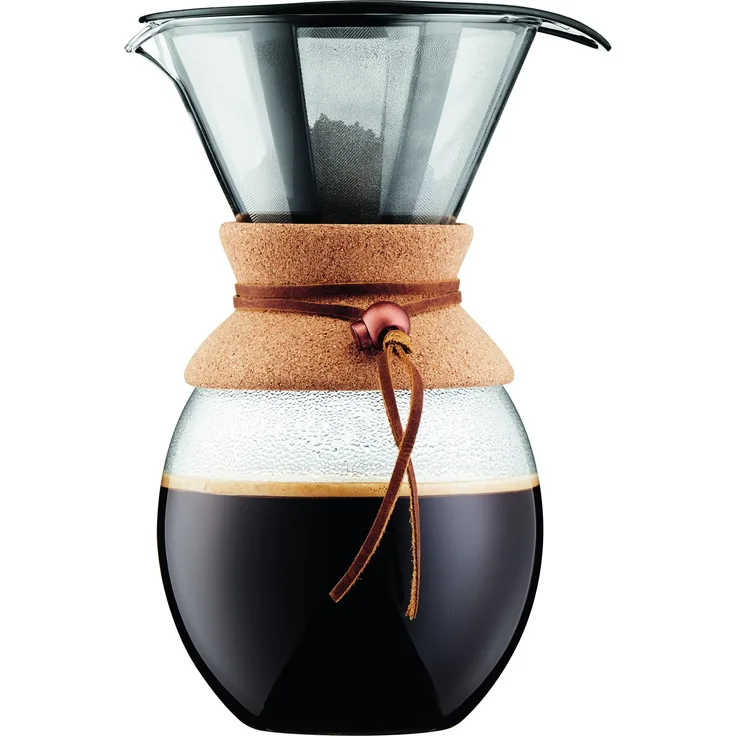 Bodum Pour Over Kaffeebereiter mit permanentfilter, Glas, Beige, 14.9 x 17.6 x 25.6 cm
