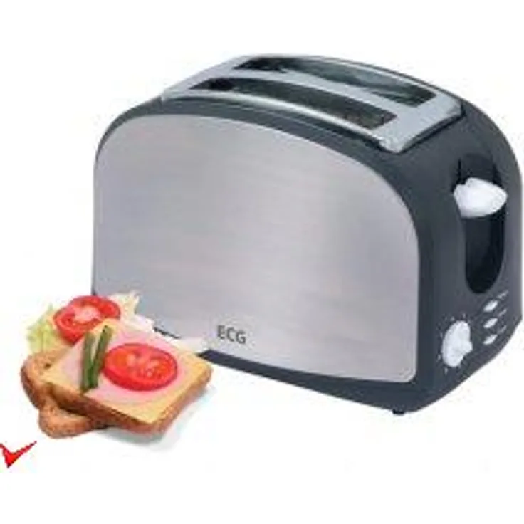 ECG ST 968 Edelstahl Toaster, 900 W, Automatisches Abschalten, Edelstahl-schwarz