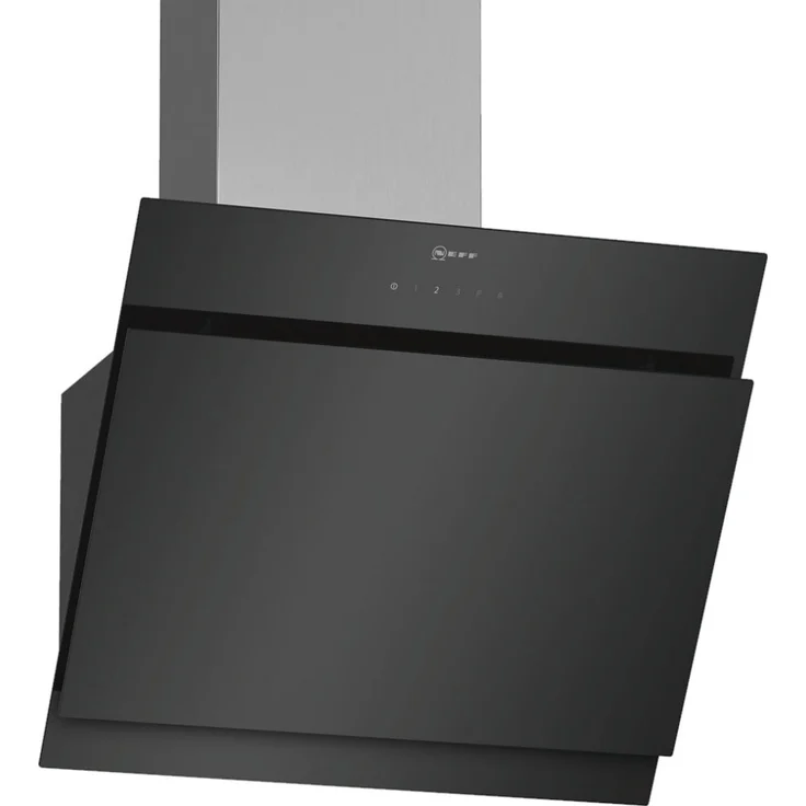 Neff DIHM651S (D65IHM1S0), Wandhaube, Wandmontage, Kamin abgewinkelt, Breite 60 cm, Abluft und Umluft, mit internem Motor, Klarglas schwarz bedruckt – Bild 1