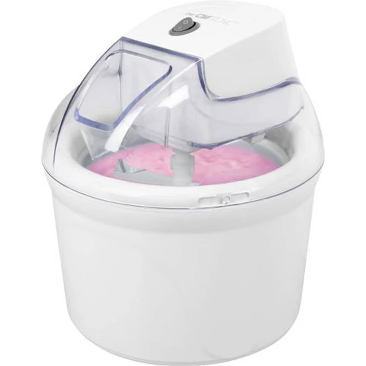 Clatronic ICM 3764 Eismaschine, 1500ml, 12W, transparenter Deckel mit Nachfüllöffnung, für Speiseeis, Sorbets, Frozen Joghurt, Softeis, Joghurt, Kunststoff, weiß – Bild 1