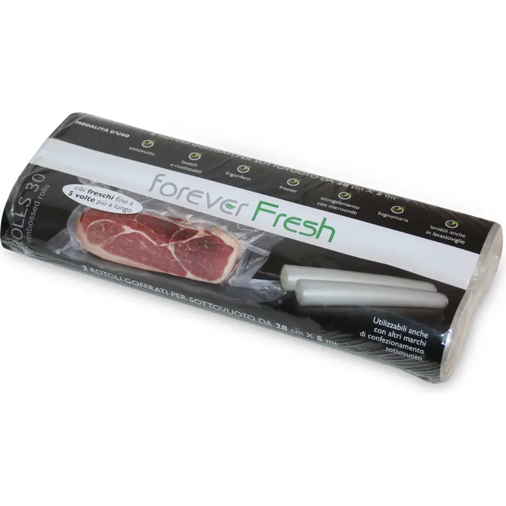 Macom Forever Fresh 710. Packung von 2 Rollen Prägung für die Erhaltung Vakuum Lebensmittel, 28 cm x 5 m