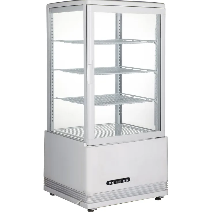 HENDI Kühlvitrine, Aufsatz, Kuchenvitrine, 2-6?C, automatischer Abtauung, Inklusive 3 höhenverstellbare Regalböden, LED Innenbeleuchtung Oben, 68L, 230V, 170W, 452x406x(H)891mm, Weiß
