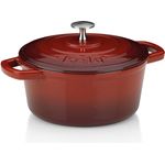 Kela 11940 Bräter mit Deckel, Gusseisen, le-Beschichtung, Hohe Wärmespeicherung, Induktionsgeeignet, 2,5 L, Rot, Rund, Calido