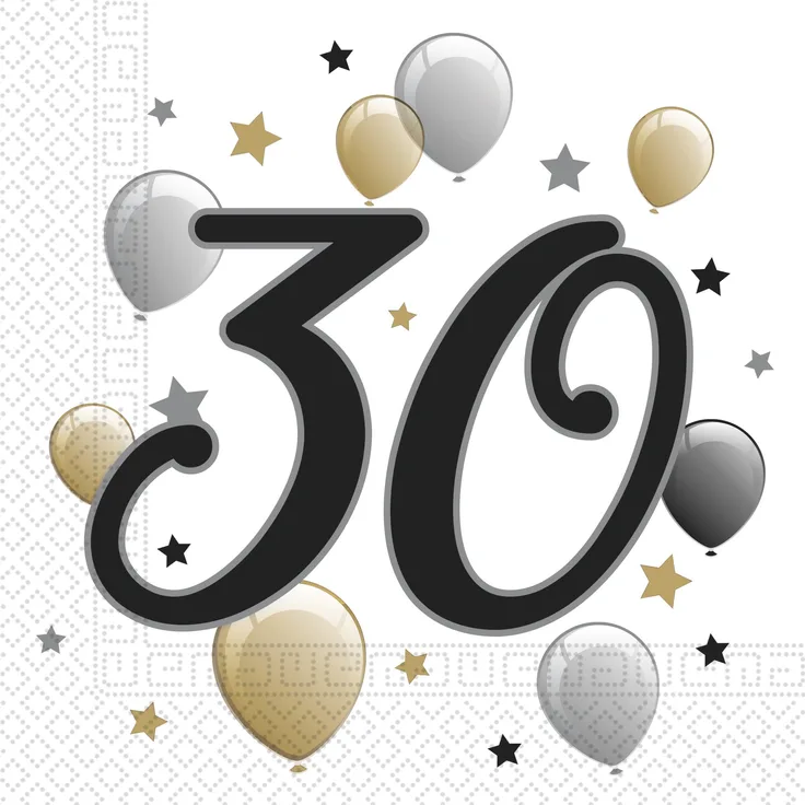 Jubiläumszahl 30 Motivservietten 20 Stück