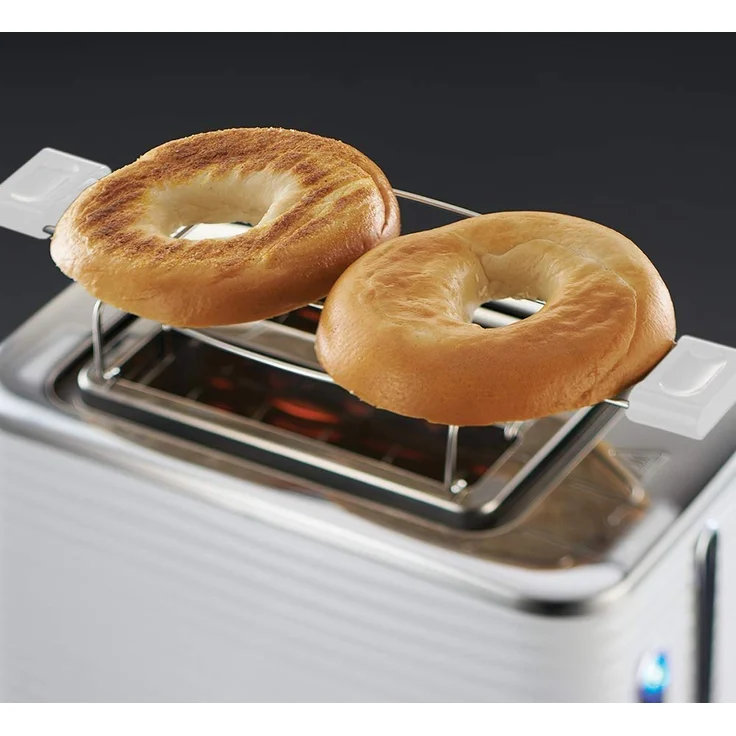 Russell Hobbs Toaster Inspire White, Hochglanz-Kunststoff, Lift and Look Funktion, bis zu 6 einstellbare Bräunungsstufen, extra breite Toastschlitze, Brötchenaufsatz, 24370-56, weiß – Bild 5