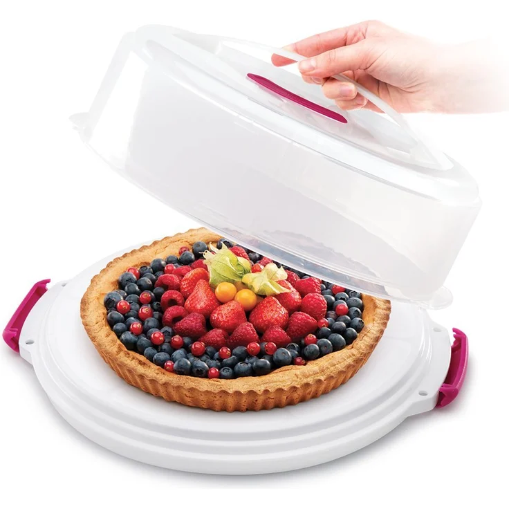 Metaltex Tortenbehälter höhenverstellbar, Polypropylene, weiß-transparent, ? 30 cm, einstellbare Höhe von 8 und 15 cm