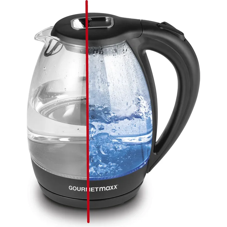 GOURMETmaxx Glas-Wasserkocher mit LED-Beleuchtung - 360° drehbar