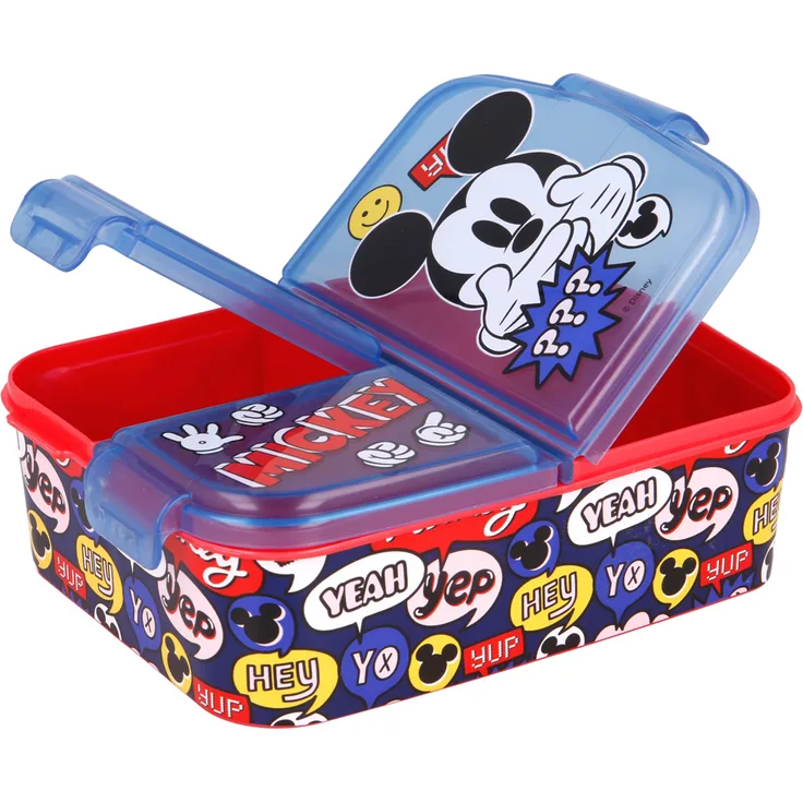 Mickey Mouse Kinder Premium Brotdose Lunchbox Frühstücks-Box Vesper-Dose mit 3 Fächern