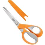 Fiskars Stoffschere, Länge: 21 cm, Rostfreie Stahl-Klinge-Kunststoff-Griffe, Orange, RazorEdge, 1014579