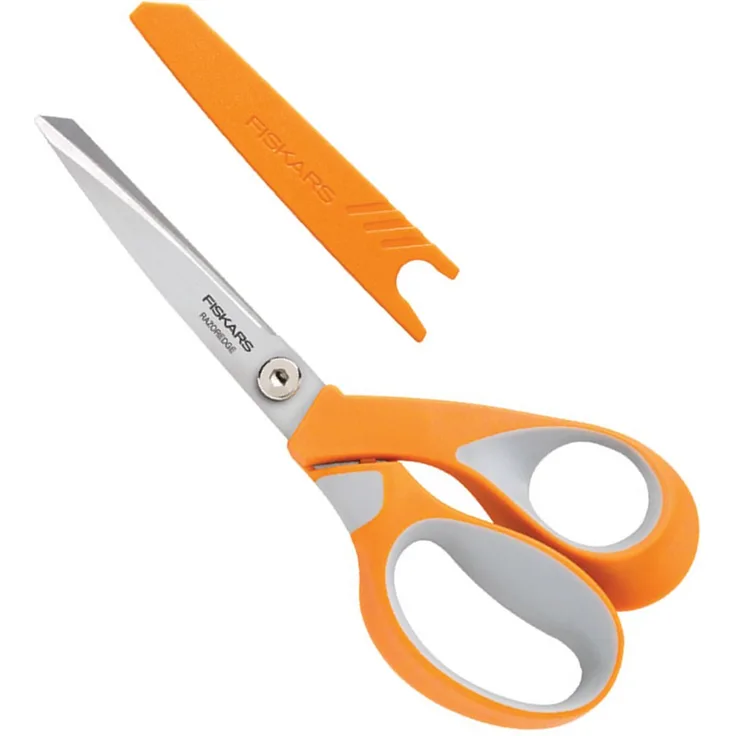Fiskars Stoffschere, Länge: 21 cm, Rostfreie Stahl-Klinge-Kunststoff-Griffe, Orange, RazorEdge, 1014579