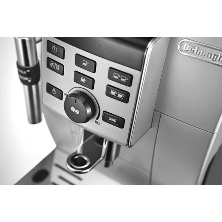 De'Longhi ECAM 25.120.SB Kaffeevollautomat mit Profi-Milchaufschäumdüse für Cappuccino und integriertem Mahlwerk, mit Espresso- und Kaffee Direktwahltasten und Drehregler, 2-Tassen-Funktion, Großer 1,8 Liter Wassertank, silber – Bild 5
