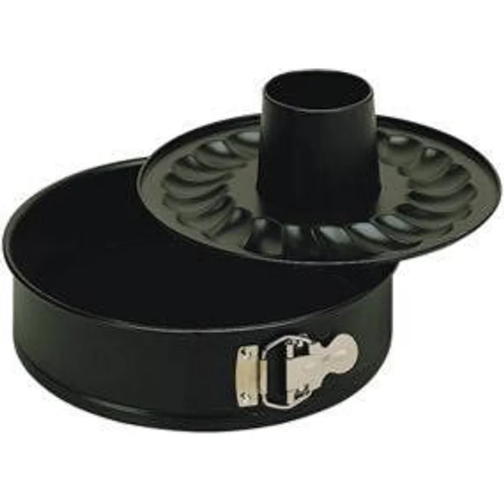 Kaiser Classic Springform, mit Flach- und Rohrboden 26 cm, 2 Böden, runde Backform, auslaufsicher, antihaftbeschichtet, schwarz