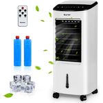 COSTWAY 3 in 1 Mobiler Luftkühler 65W, 7L Tank, 7,5H Timer, Fernbedienung, 2 Kühlakkus