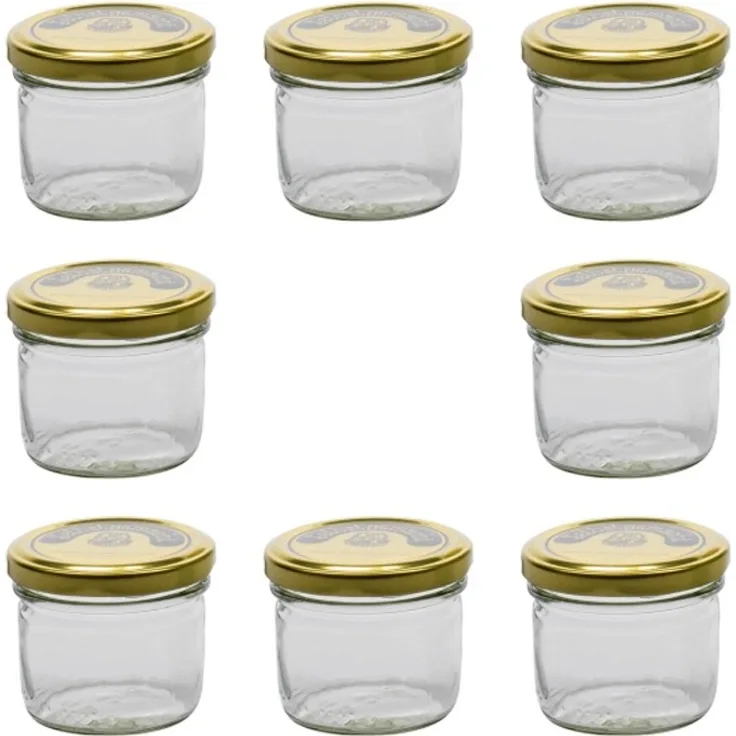 EmSy 59012-12 Einkochgläser mit Deckel, 124 ml, Ø 6,6 x 5,5 cm 8er Pack