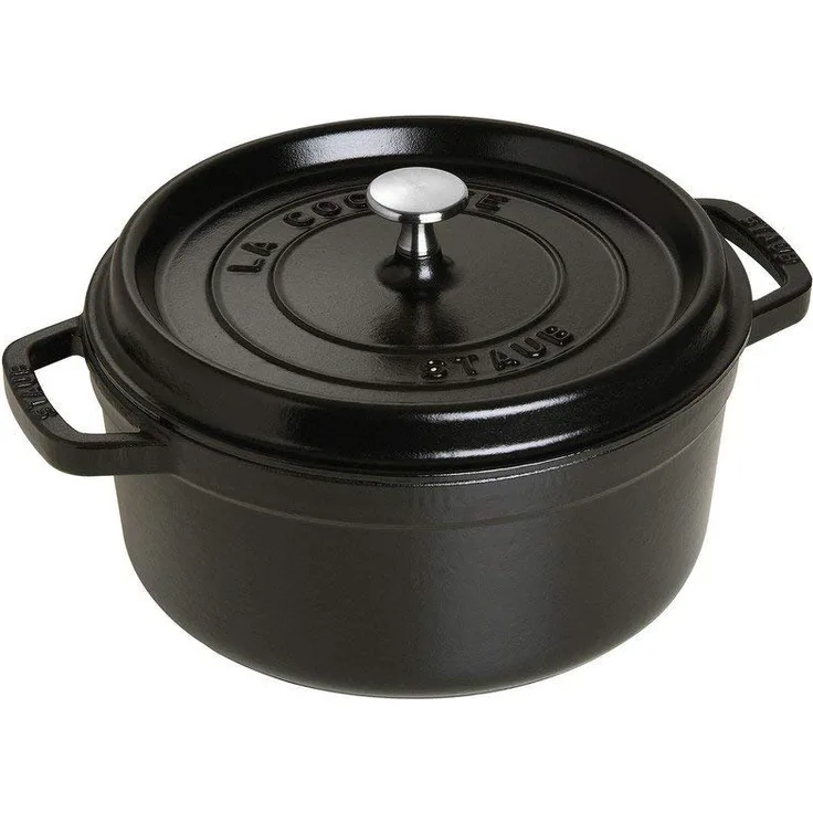 Staub Bräter rund aus Gusseisen in schwarz - Durchmesser- Fassungsvermögen 24 cm- 3,8 Liter
