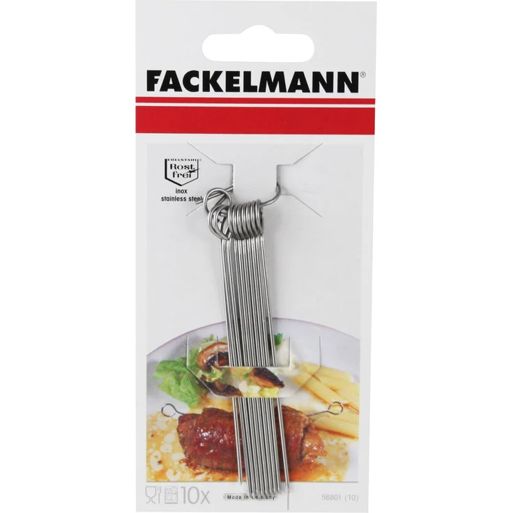 Fackelmann Rouladennadeln, Fleischnadeln, Metallspieße, Cocktailspieße aus rostfreiem Edelstahl (Farbe: Silber), Menge: 10 Stück