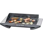 ROMMELSBACHER Design Tischgrill BBQ 2012-E - Made in Germany, 2 getrennt steuerbare Grillbereiche, 10 Temperaturstufen, 3-Lagen Anihaftbeschichtung, Fettablauf, 2000 Watt, Edelstahl-schwarz