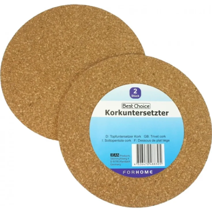 Korkuntersetzer 2er rund, 19 x 0,4 cm