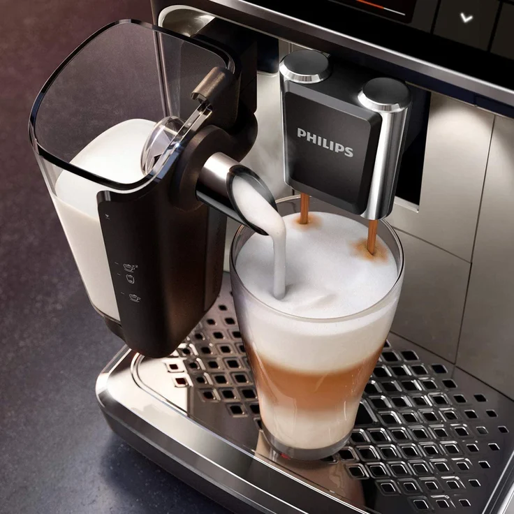 Philips 5400 Serie EP5447-90 Kaffeevollautomat, 12 Kaffeespezialitäten (LatteGo Milchsystem) Matt-Schwarz-verchromt – Bild 4