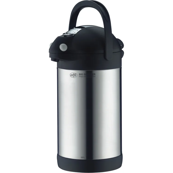 alfi 0887.020.300 Getränkespender, Pumpkanne Big Spender, Edelstahl mattiert 3,0 Liter, 12 Stunden heiß, 24 Stunden kalt