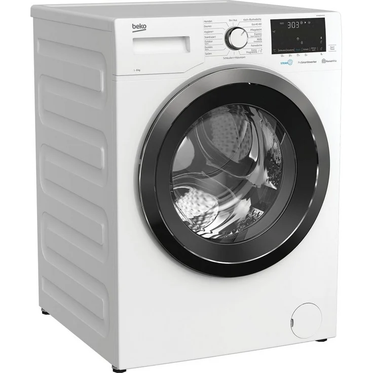 Beko WYA81643LE1, Frontlader-Waschmaschine, C, Fassungsvermögen 8 kg, Standgerät, Wollprogramm, Überlaufschutz – Bild 1